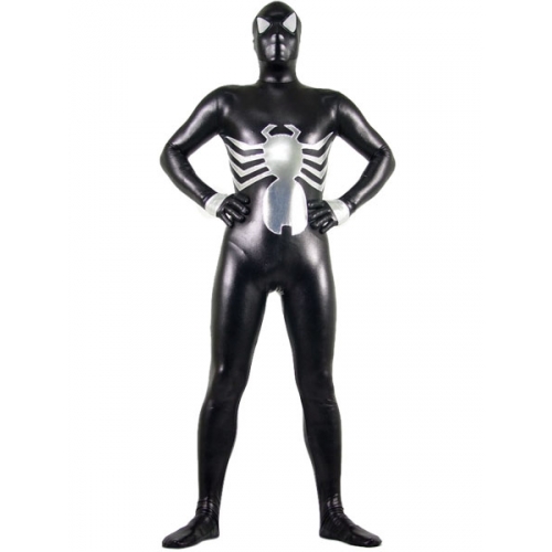 Shiny Metallic Black Spiderman Costume